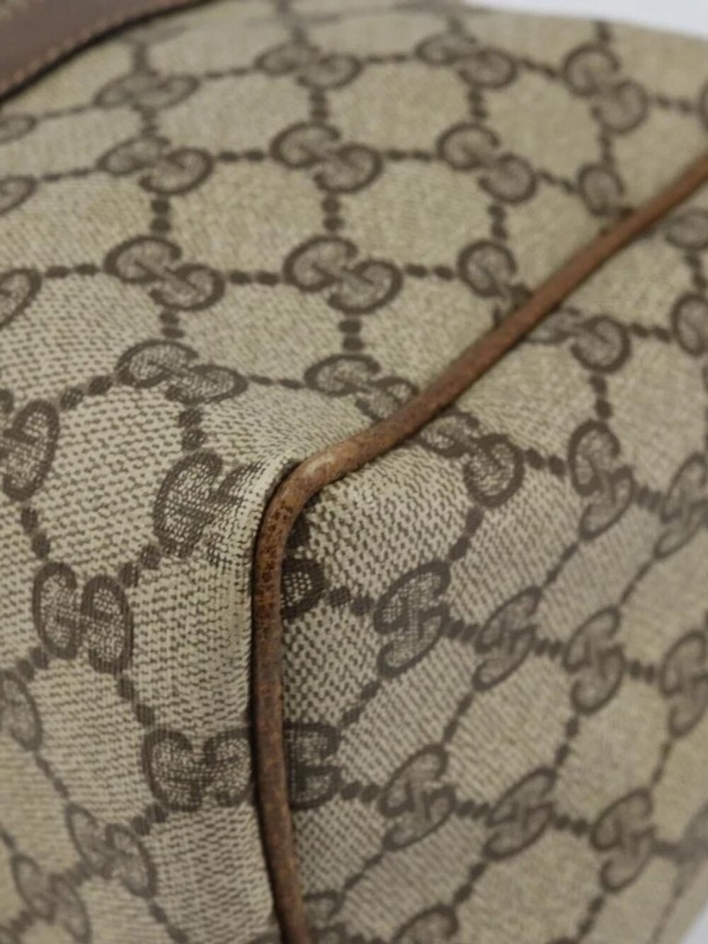 GUCCI GG Supreme Web Sherry Line Bag PVC Beige Gold - Picture 4 of 16